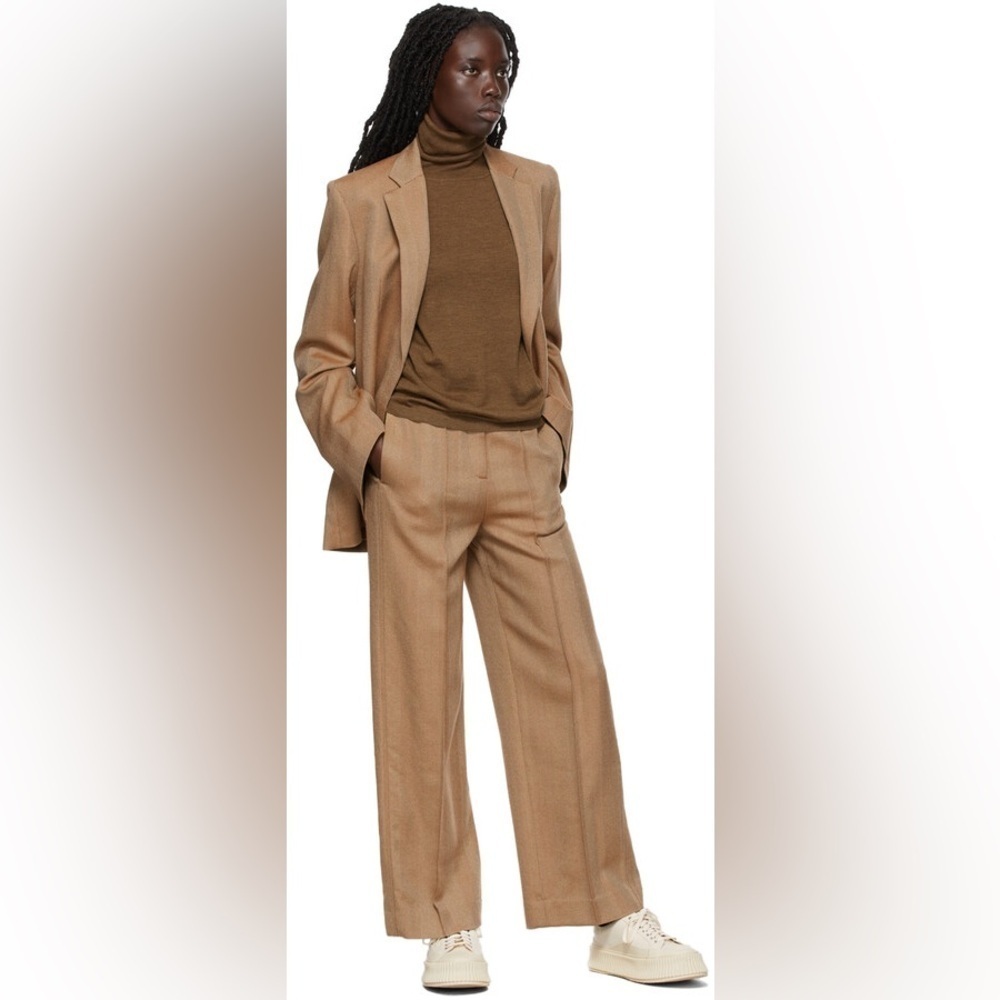 Toteme Camel Wool Blazer and Wide-Leg Suit Trousers